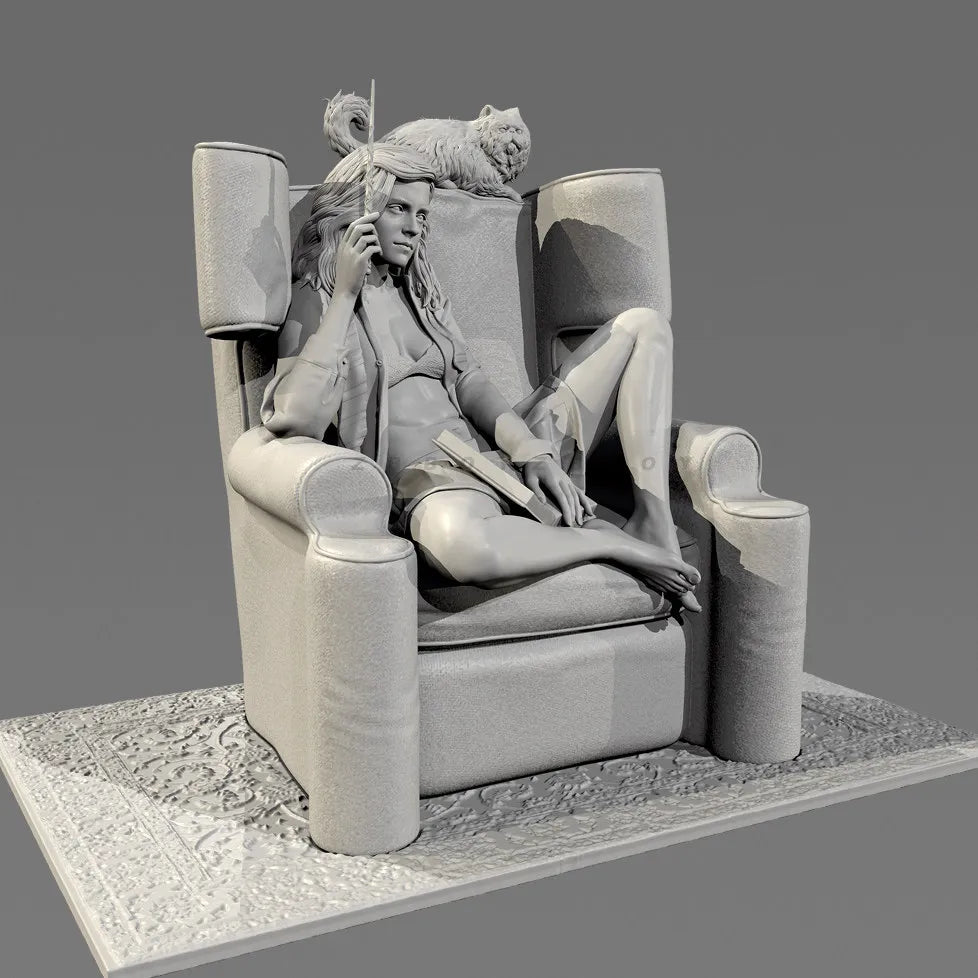 85mm Female Fantasy Sorceress with Familiar, 2 Figures, Resin Model Figure Kit, Fantasy Theme, Unassembled and Unpainted