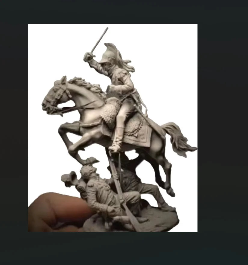 54mm Mounted Warrior, Resin Model Figure Kit, Fantasy Theme, Unassembled and Unpainted