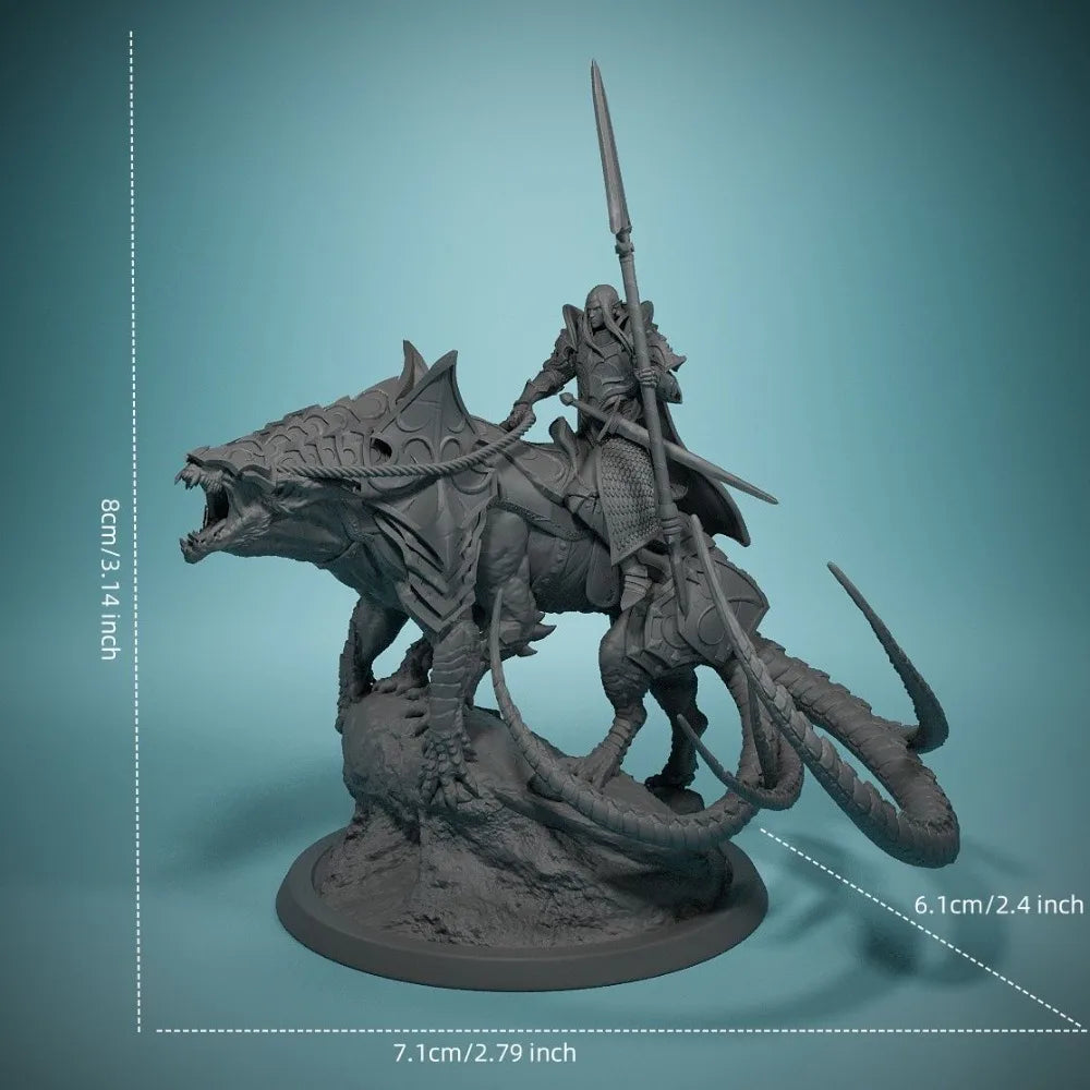 Medieval Fantasy Mounted Knight, Resin Model Figure Kit, Unassembled and Unpainted
