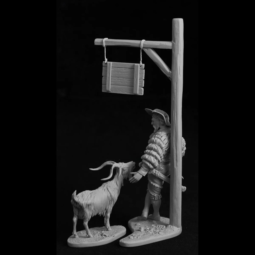 75mm Mercenary Battle, Resin Model Diorama Kit, Fantasy Theme, Unassembled and Unpainted