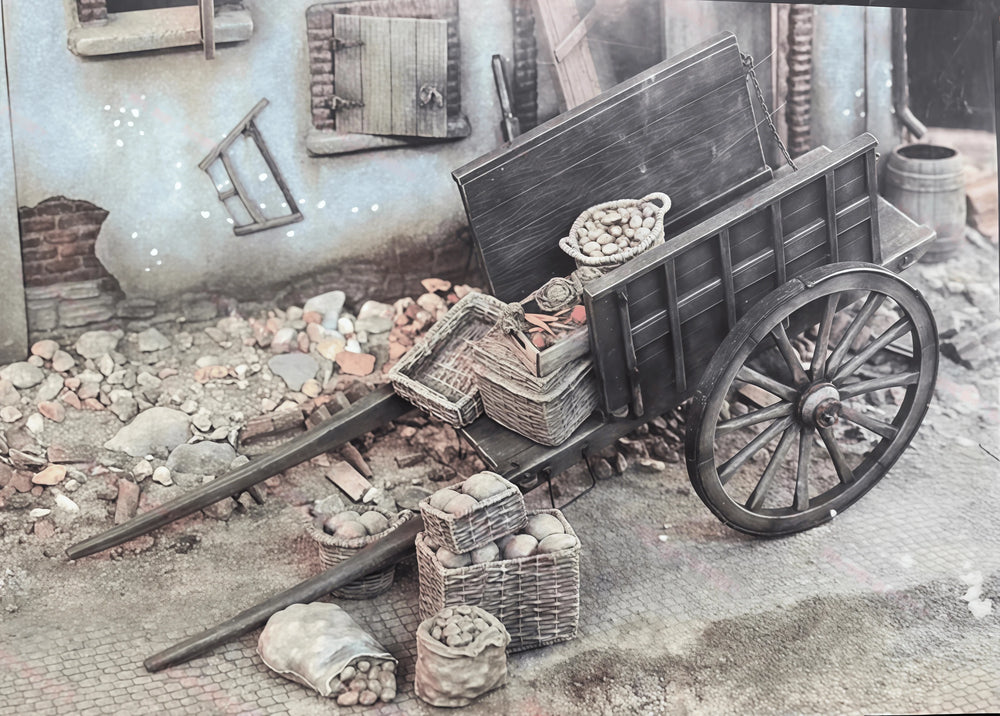 1/35 European Agricultural Carriage, Resin Model Vehicle Kit, Historical Theme, Unassembled and Unpainted