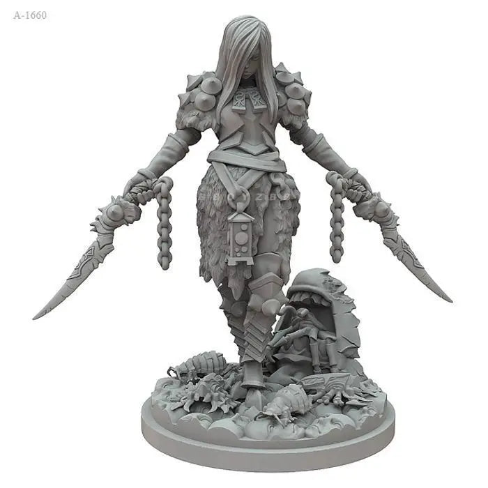 38mm Female Demon Hunter, Resin Model Figure Kit, Fantasy Theme, Unassembled and Unpainted