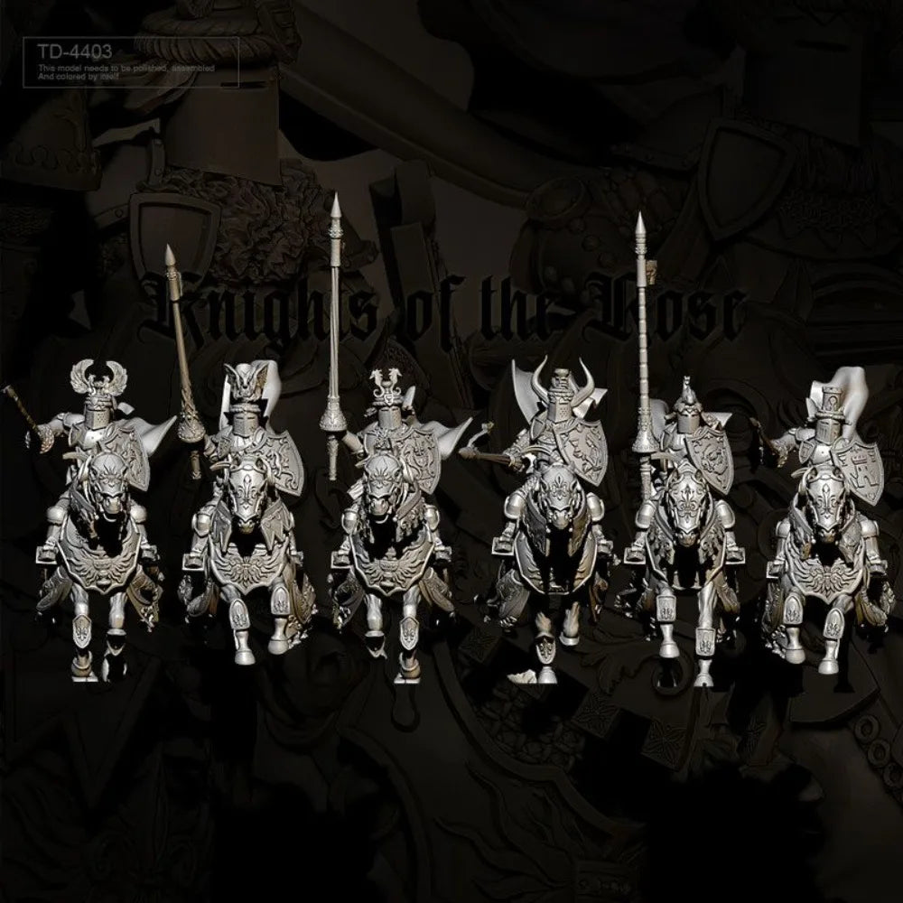38mm Medieval Knights, 6 Figures, Resin Model Figure Kit, Unassembled and Unpainted