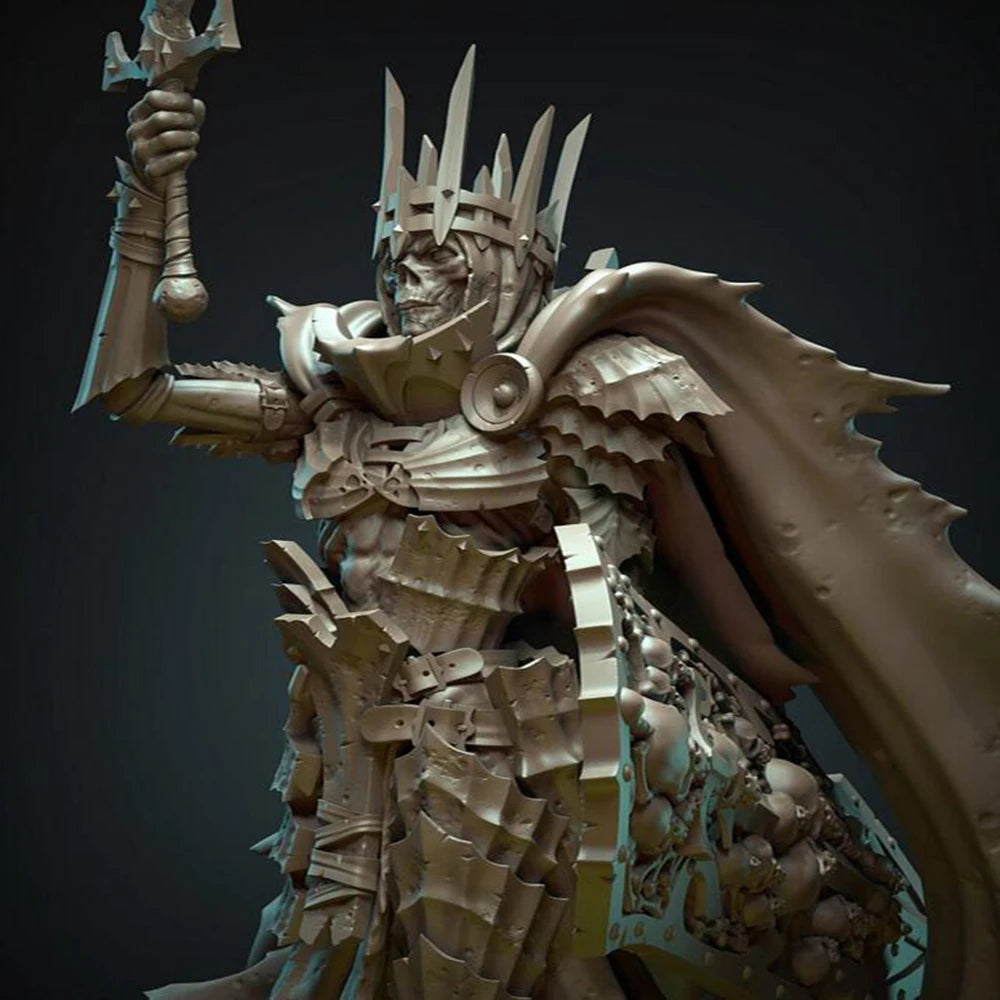 1/24 Winged Demon with Spiky Crown and Halberd, Resin Model Figure Kit, Fantasy Theme, Unassembled and Unpainted