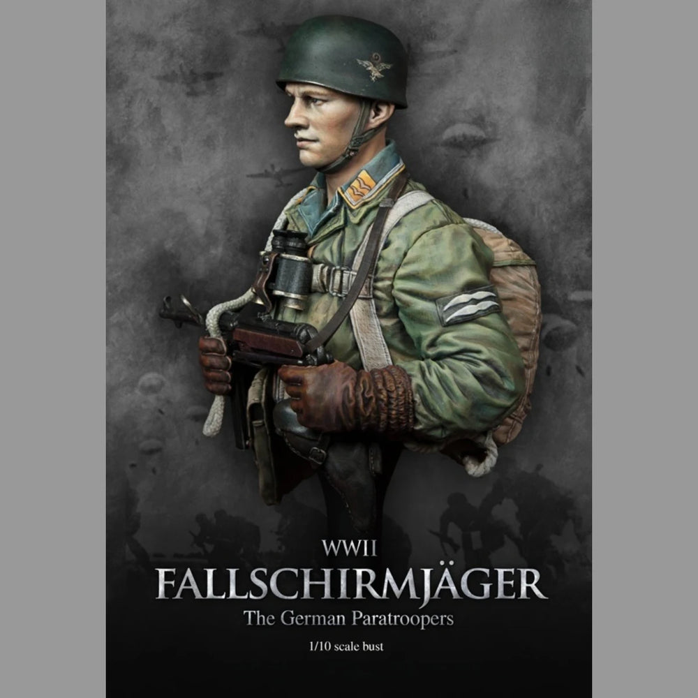1/10 WWII German Fallschirmjäger with MP40, Resin Model Bust Kit, Unassembled and Unpainted