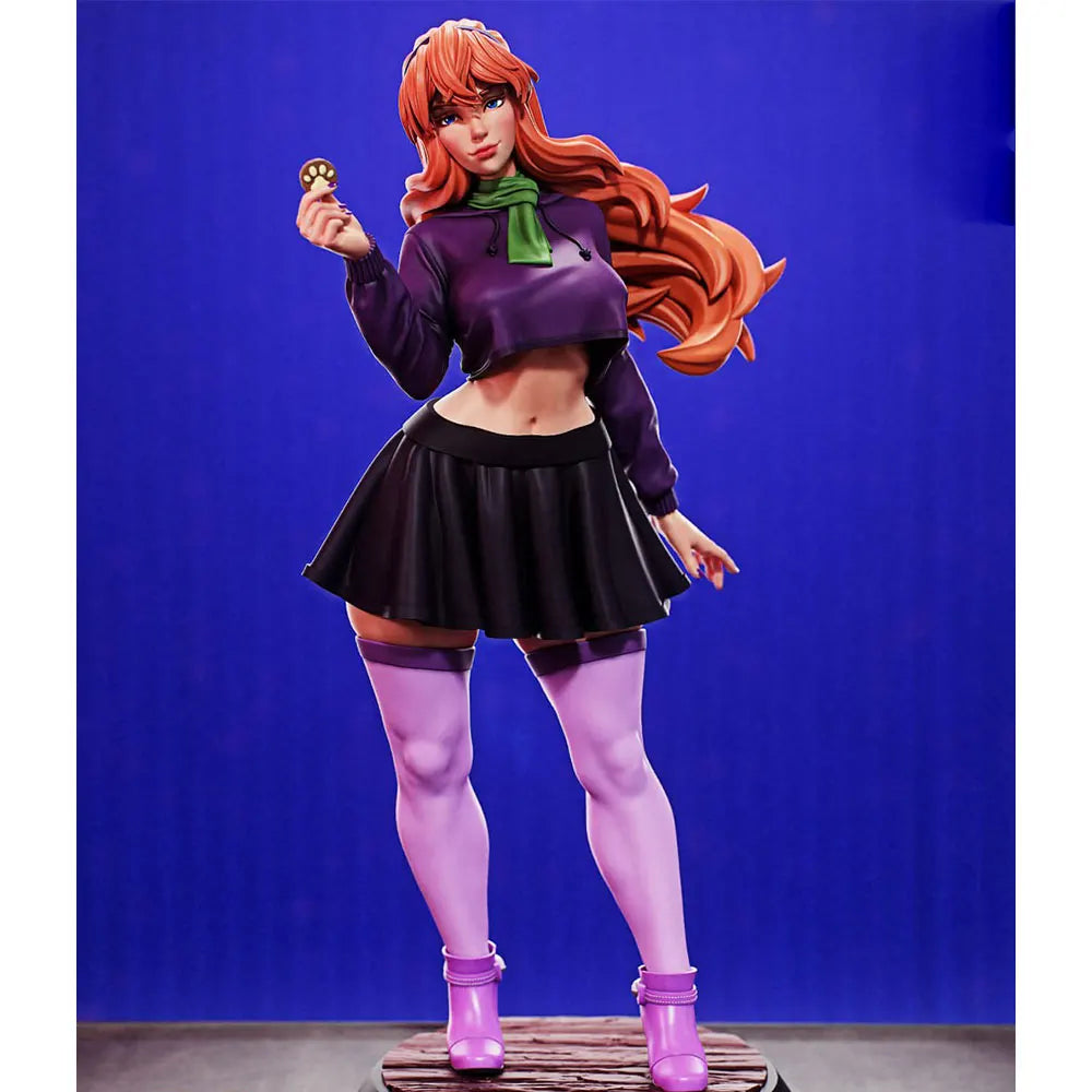 1/24 Long-Haired Woman in Pleated Skirt, Resin Model Figure Kit, Unassembled and Unpainted