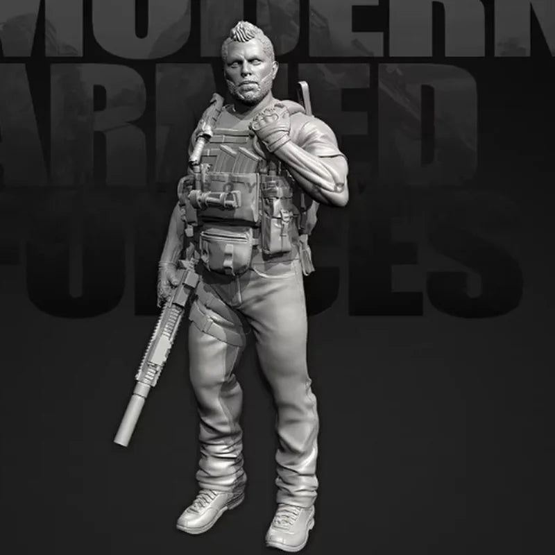 50mm Modern Commando with Combat Rifle, Resin Model Figure Kit, Unassembled and Unpainted
