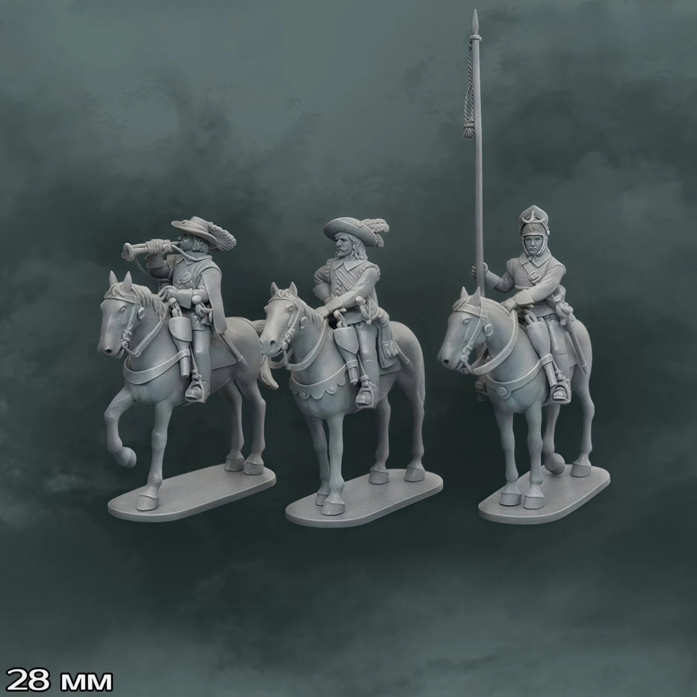 28mm WWI Cavalry Command Group, 11 Figures, Resin Model Figure Kit, Unassembled and Unpainted