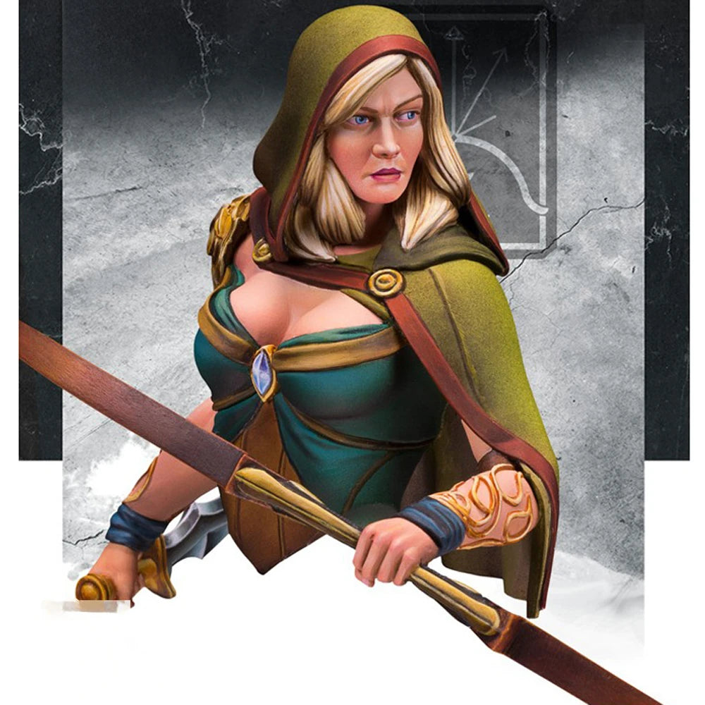 1/12 Huntress Warrior, Resin Model Bust Kit, Fantasy Theme, Unassembled and Unpainted