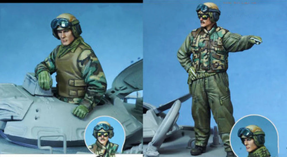 1/35 WWII Allied Pilots with Aircraft, 2 Figures, Resin Model Figure Kit, Unassembled and Unpainted