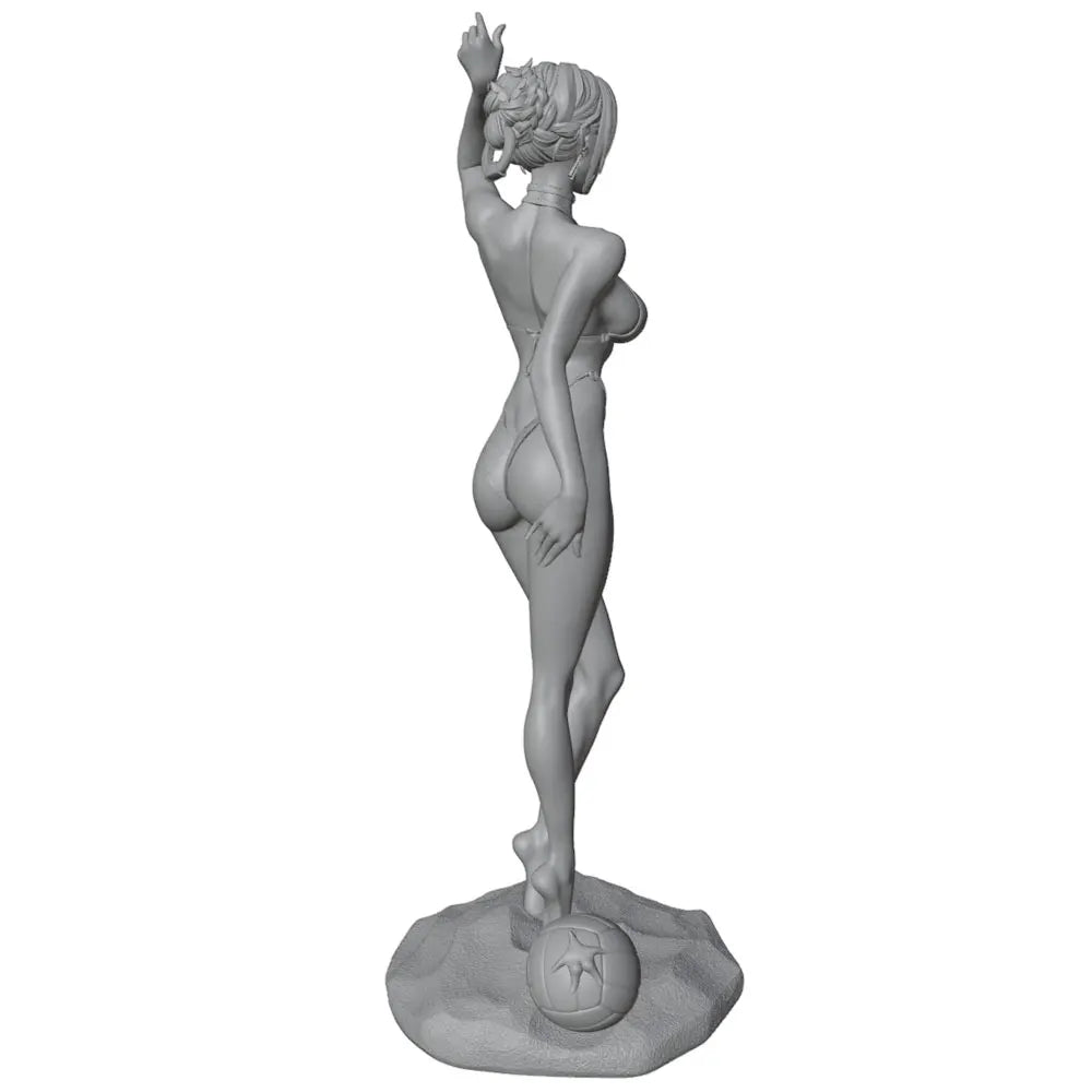 75mm Beach Girl with Volleyball, Resin Model Figure Kit, Unassembled and Unpainted