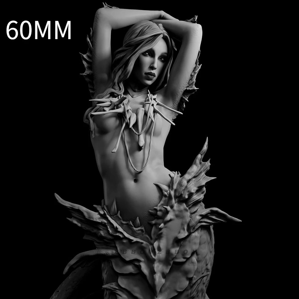 100mm Flood Dragon Girl, Resin Model Figure Kit, Fantasy Theme, Unassembled and Unpainted