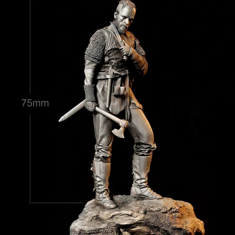 75mm Medieval Viking Swordsman in Combat Stride, Resin Model Figure Kit, Unassembled and Unpainted