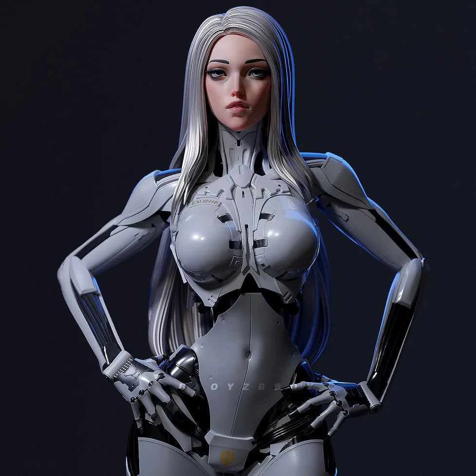 90mm Cybernetic Android Girl, Resin Model Figure Kit, Sci-Fi Theme, Unassembled and Unpainted