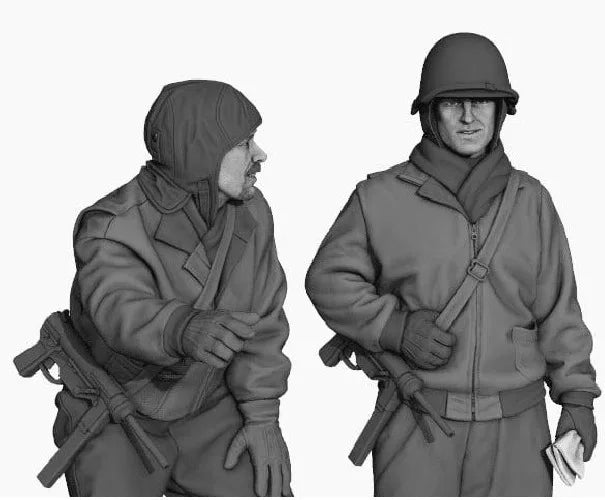 1/35 WWII German Paratroopers with Officer, 6 Figures, Resin Model Figure Kit, Unassembled and Unpainted