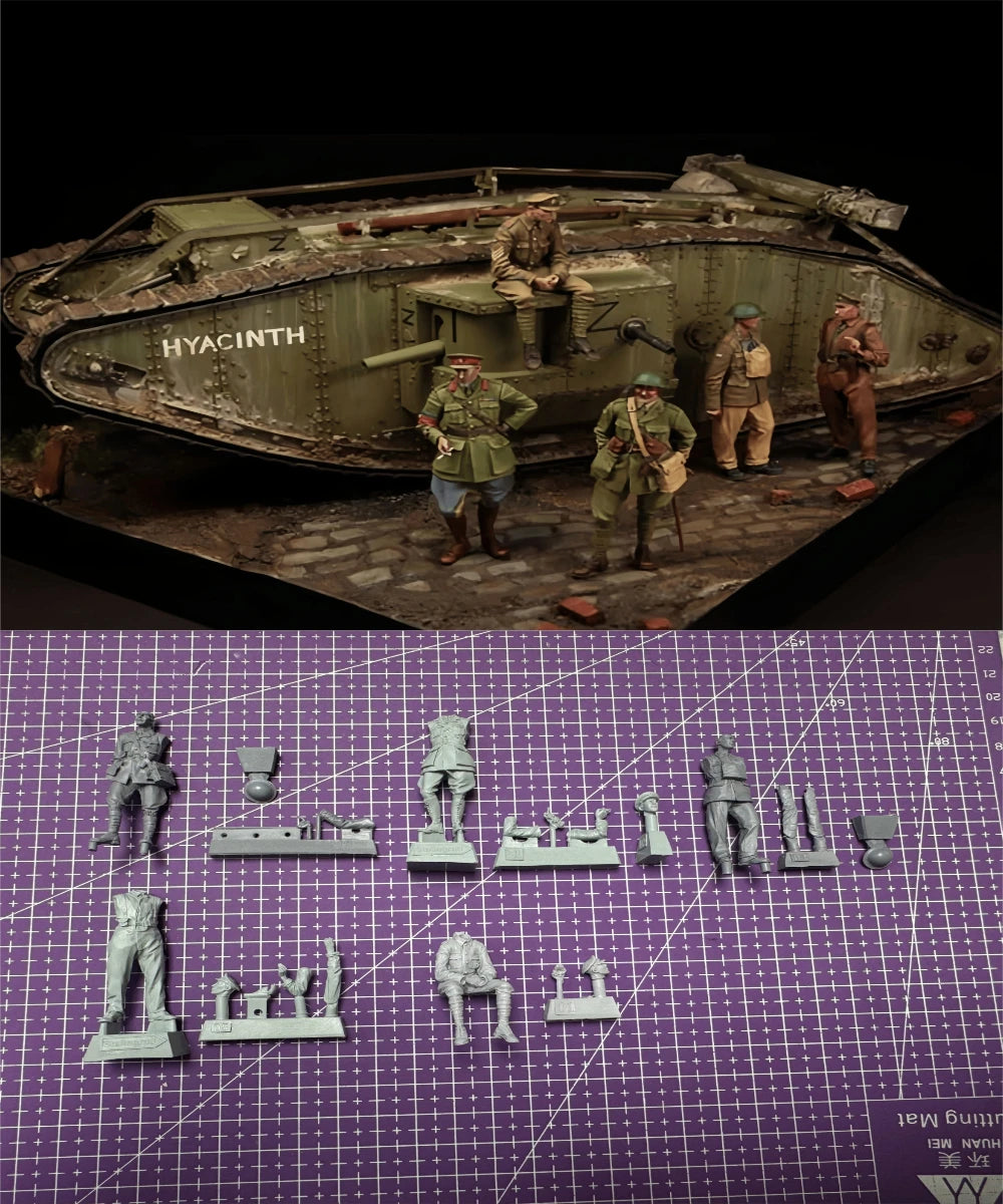 1/35 WWI British Infantry in Steel Helmets, 5 Figures, Resin Model Figure Kit, Unassembled and Unpainted