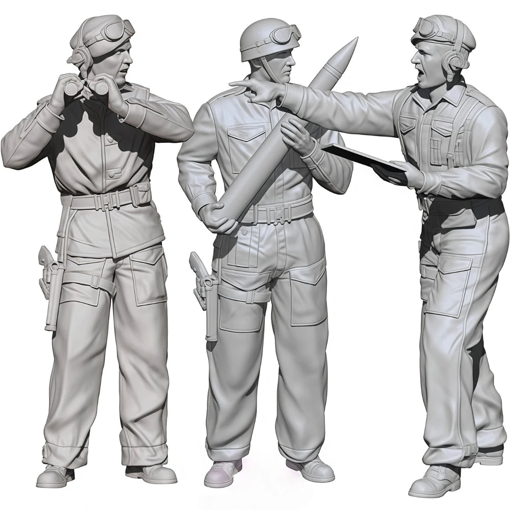 1/35 WWII British Desert Infantry with Entrenching Tool, 3 Figures, Resin Model Figure Kit, Unassembled and Unpainted
