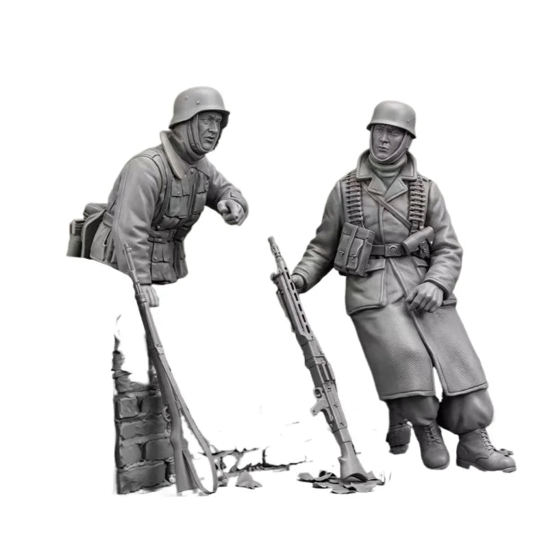 1/35 WWII German Infantry Assaulting Ruins, 2 Figures, Resin Model Figure Kit, Unassembled and Unpainted