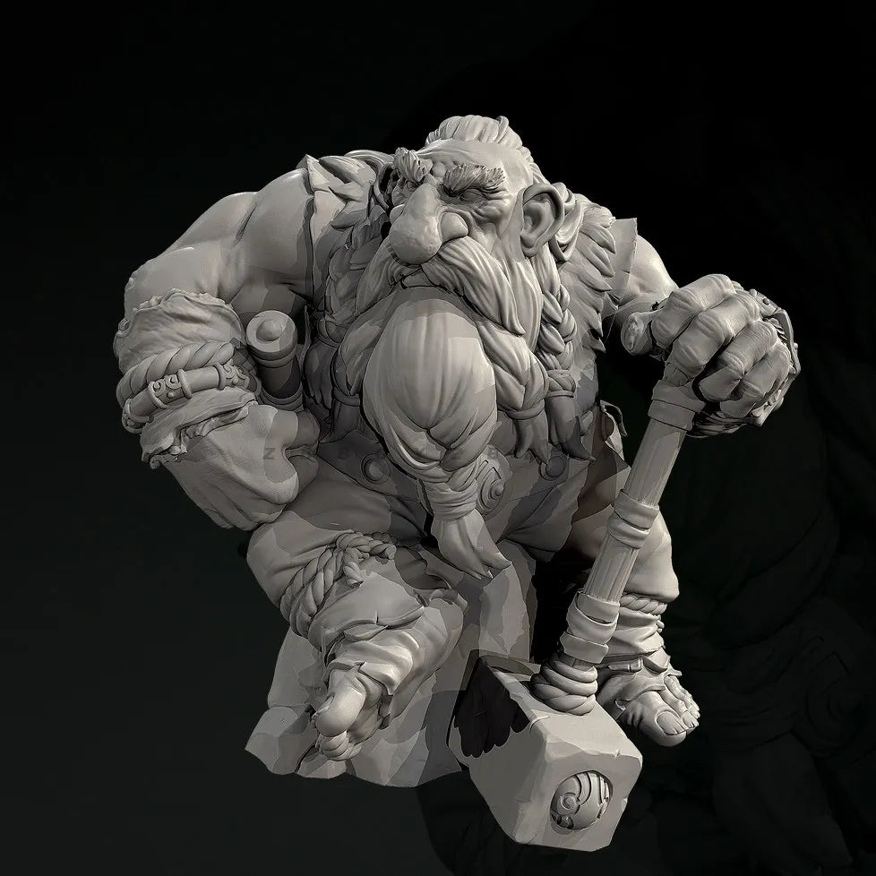 65mm Dwarf, Resin Model Bust Kit, Fantasy Theme, Unassembled and Unpainted