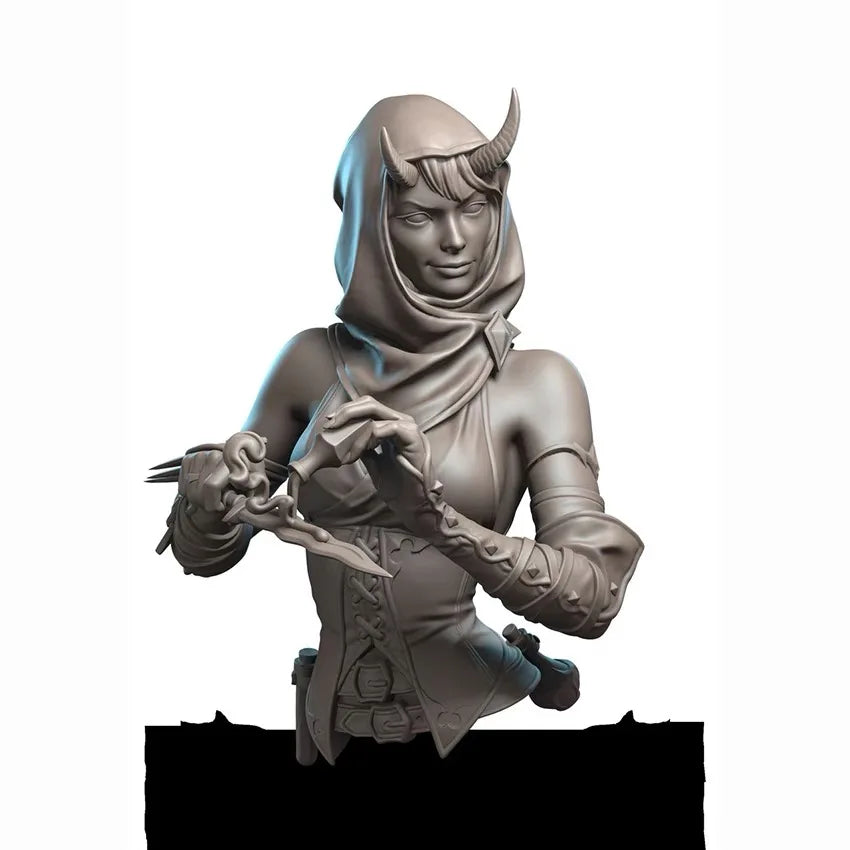 1/10 Horned Sorceress Casting Spell with Glowing Orb, Resin Model Bust Kit, Fantasy Theme, Unassembled and Unpainted