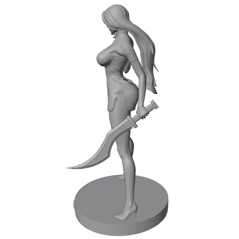 1/24 Female Warrior with Scimitar and Staff, Resin Model Figure Kit, Fantasy Theme, Unassembled and Unpainted