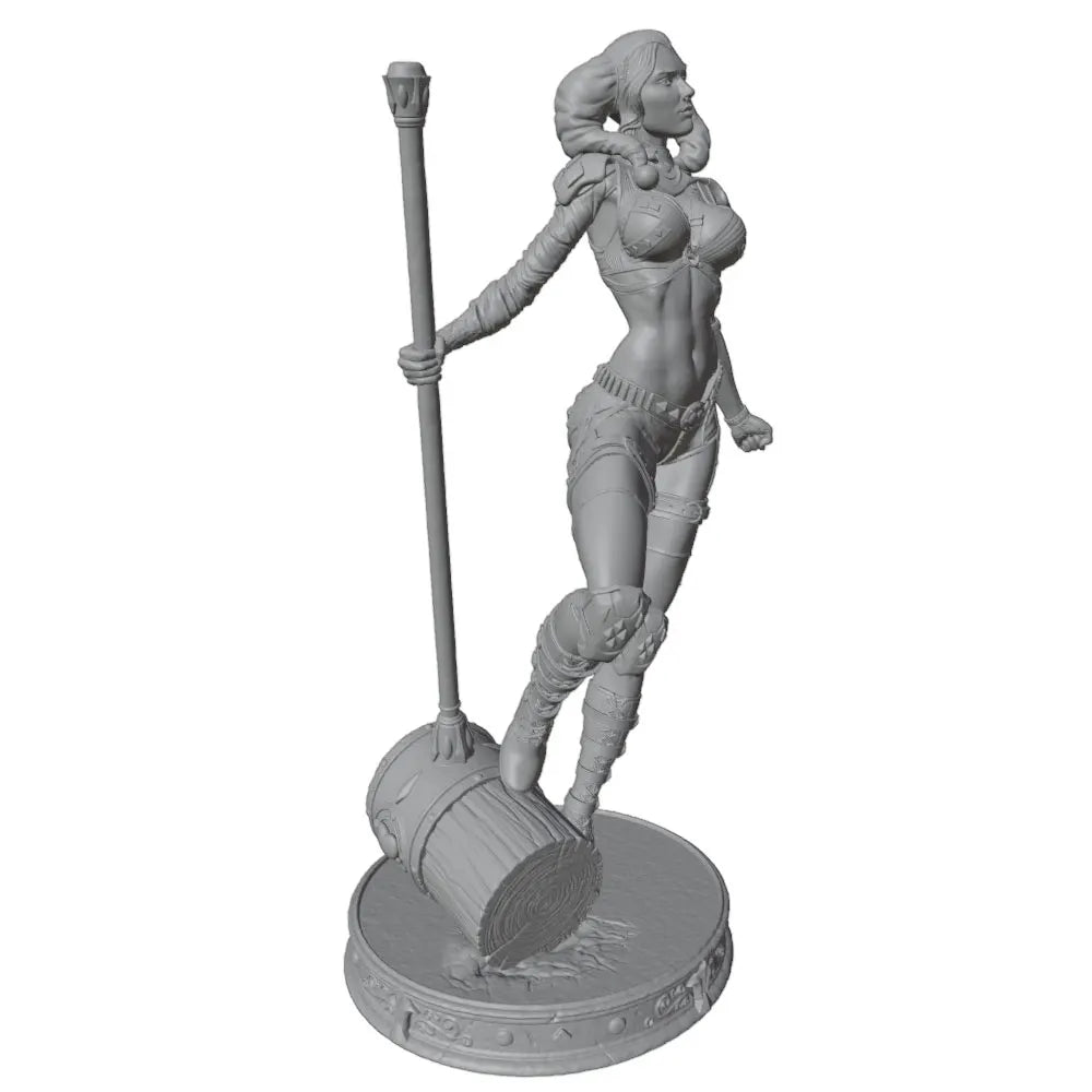 1/24 Female Warrior with Baseball Bat, Resin Model Figure Kit, Fantasy Theme, Unassembled and Unpainted