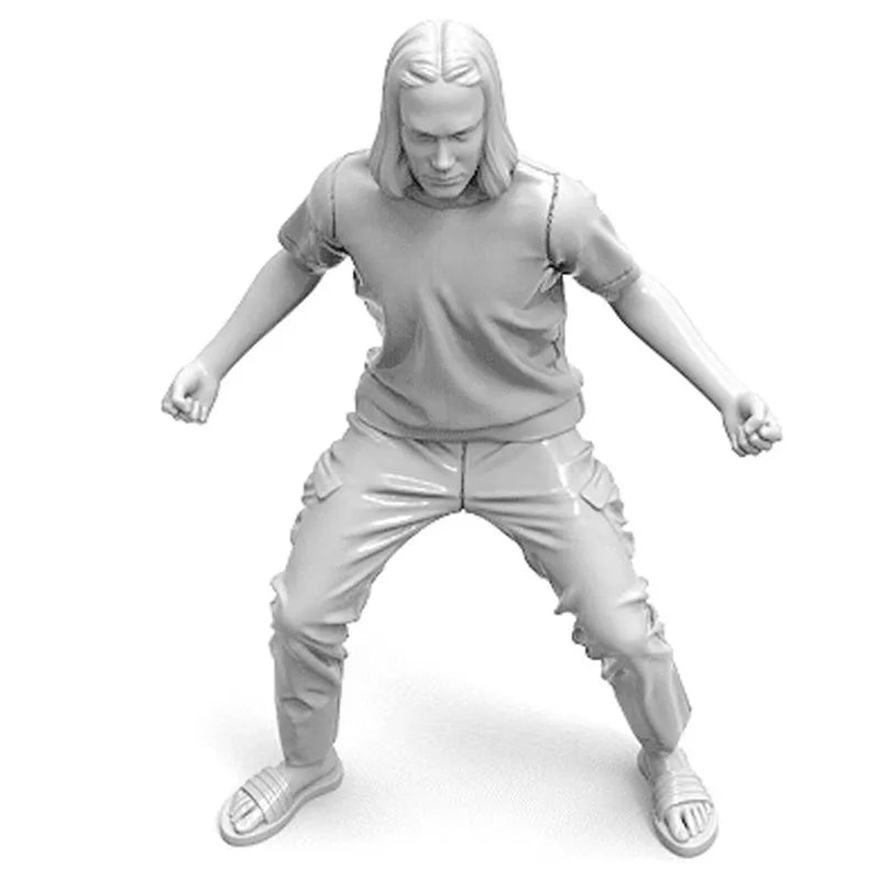 1/24 Long-Haired Anime Girl in Cargo Pants, Resin Model Figure Kit, Anime Theme, Unassembled and Unpainted