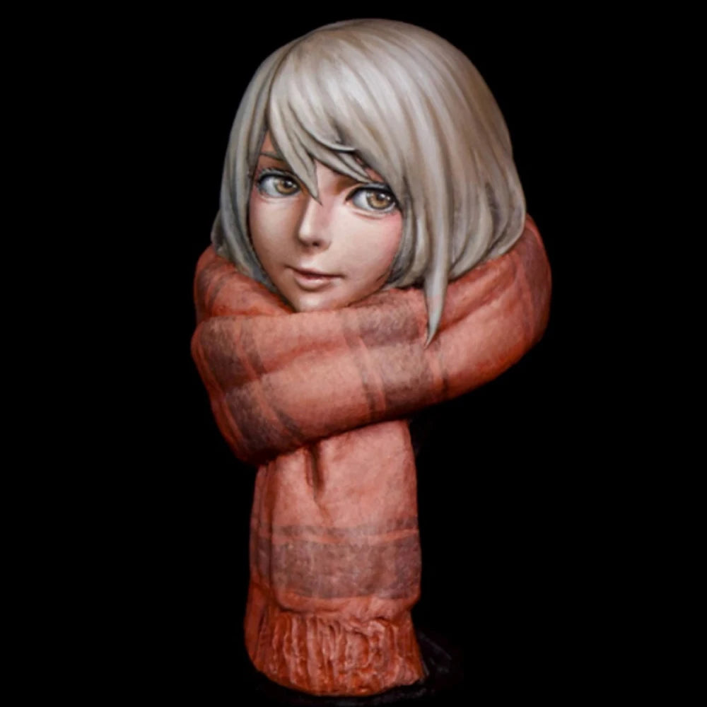 70mm Urban Girl with Scarf, Resin Model Bust Kit, Anime Theme, Unassembled and Unpainted