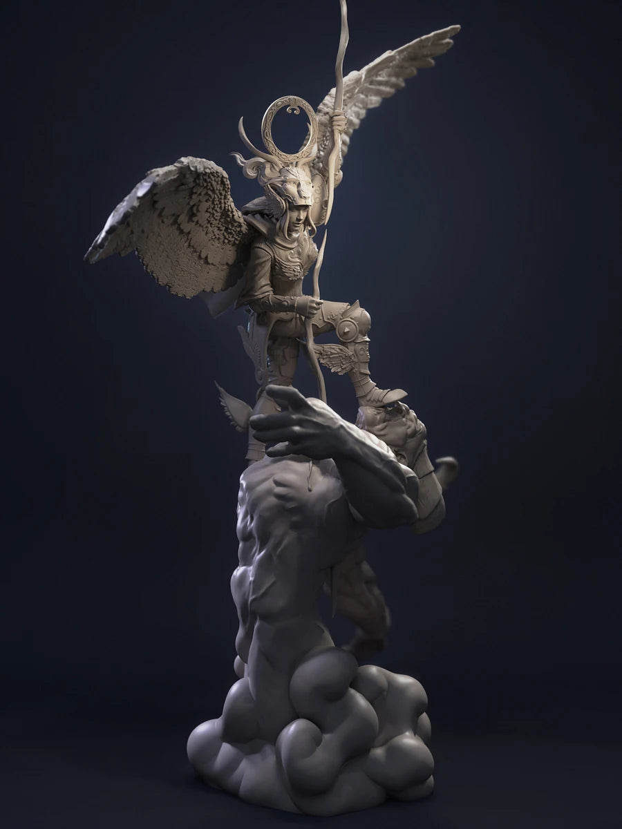 160mm Winged Angel/Demon Warrior, Resin Model Figure Kit, Fantasy Theme, Unassembled and Unpainted