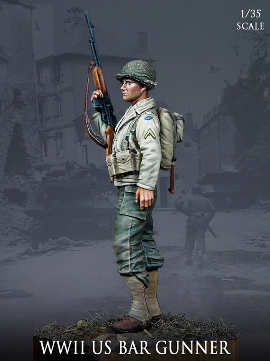 1/35 WWII US BAR Gunner, Resin Model Figure Kit, Unassembled and Unpainted