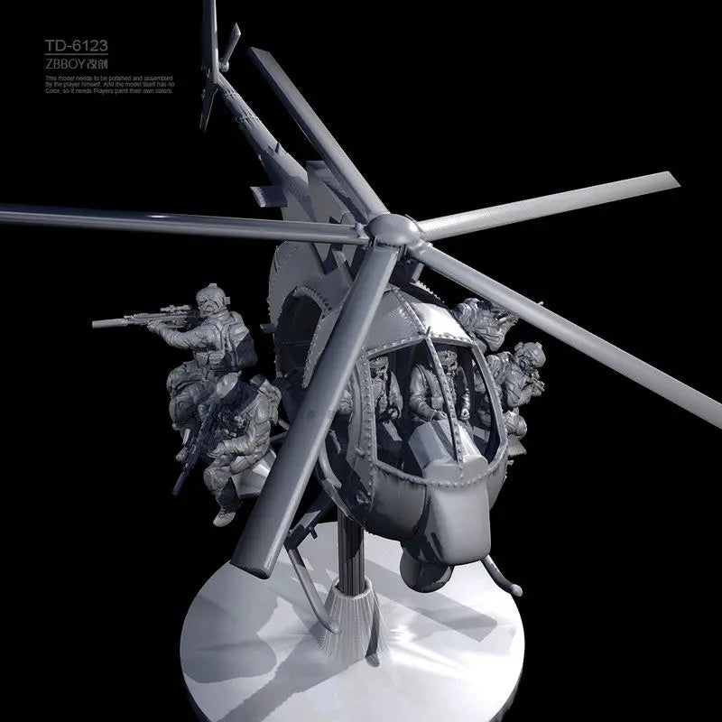 50mm Modern Special Operations Helicopter, 8 Figures, Resin Model Vehicle Kit, Unassembled and Unpainted