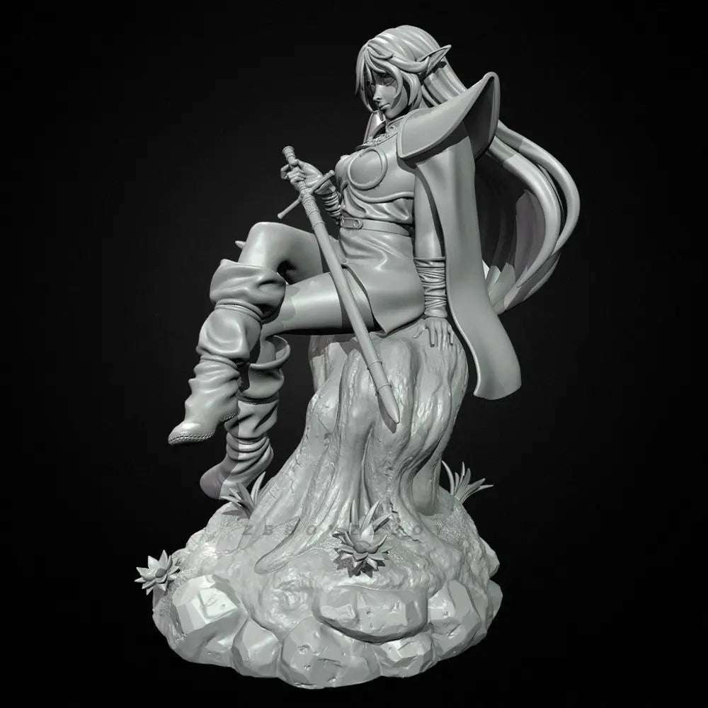 75mm Elf Warrior with Dual Scythes and Wing Armor, Resin Model Figure Kit, Fantasy Theme, Unassembled and Unpainted