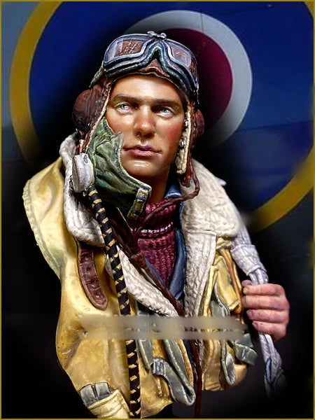 1/10 WWII Pilot, Resin Model Bust Kit, Unassembled and Unpainted