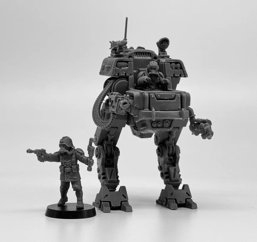 28mm Grimguard Walker MK1, 5 Figures, Resin Model Vehicle Kit, Sci-Fi Theme, Unassembled and Unpainted
