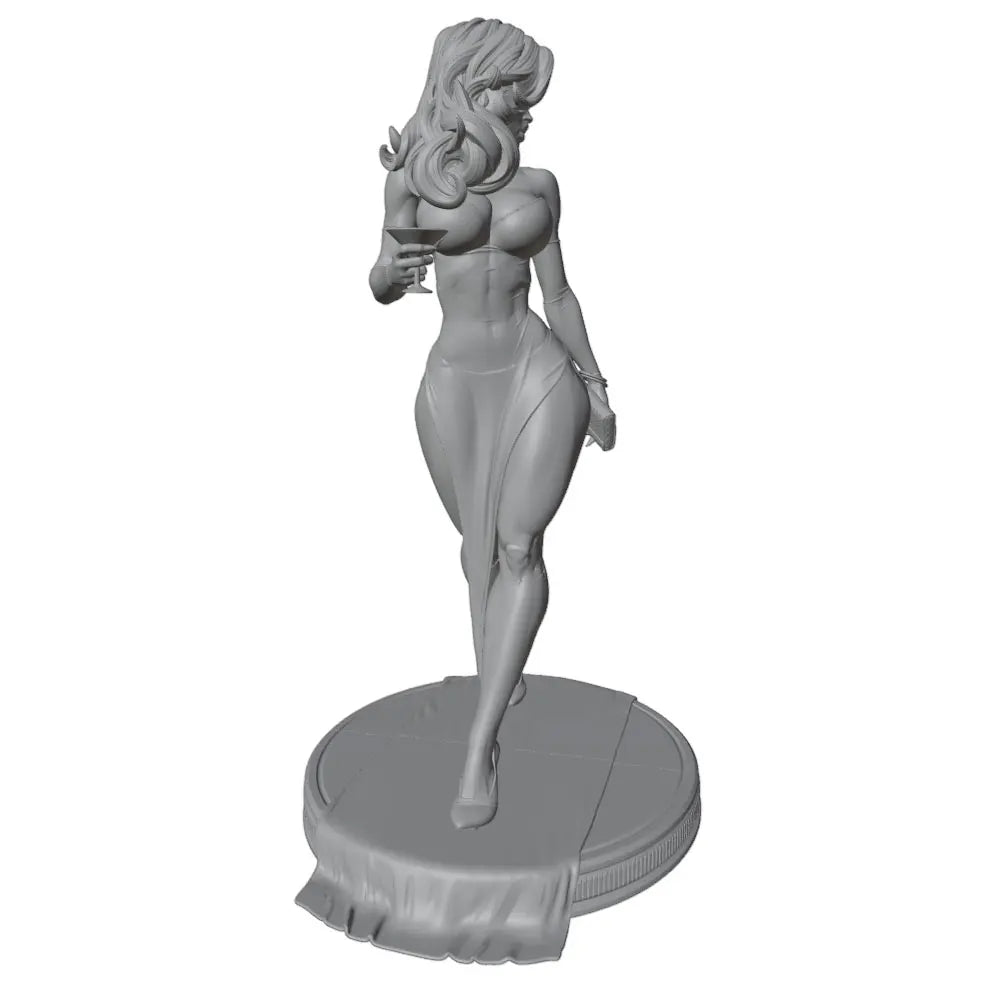 1/24 White-Haired Pin-up, Resin Model Figure Kit, Unassembled and Unpainted