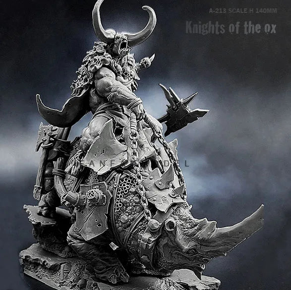 75mm Bull-Headed Fantasy Knight, Resin Model Figure Kit, Fantasy Theme, Unassembled and Unpainted