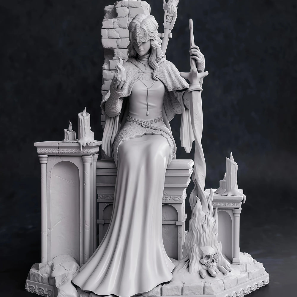 1/24 Sorceress with Braided Hair and Staff, Resin Model Figure Kit, Fantasy Theme, Unassembled and Unpainted