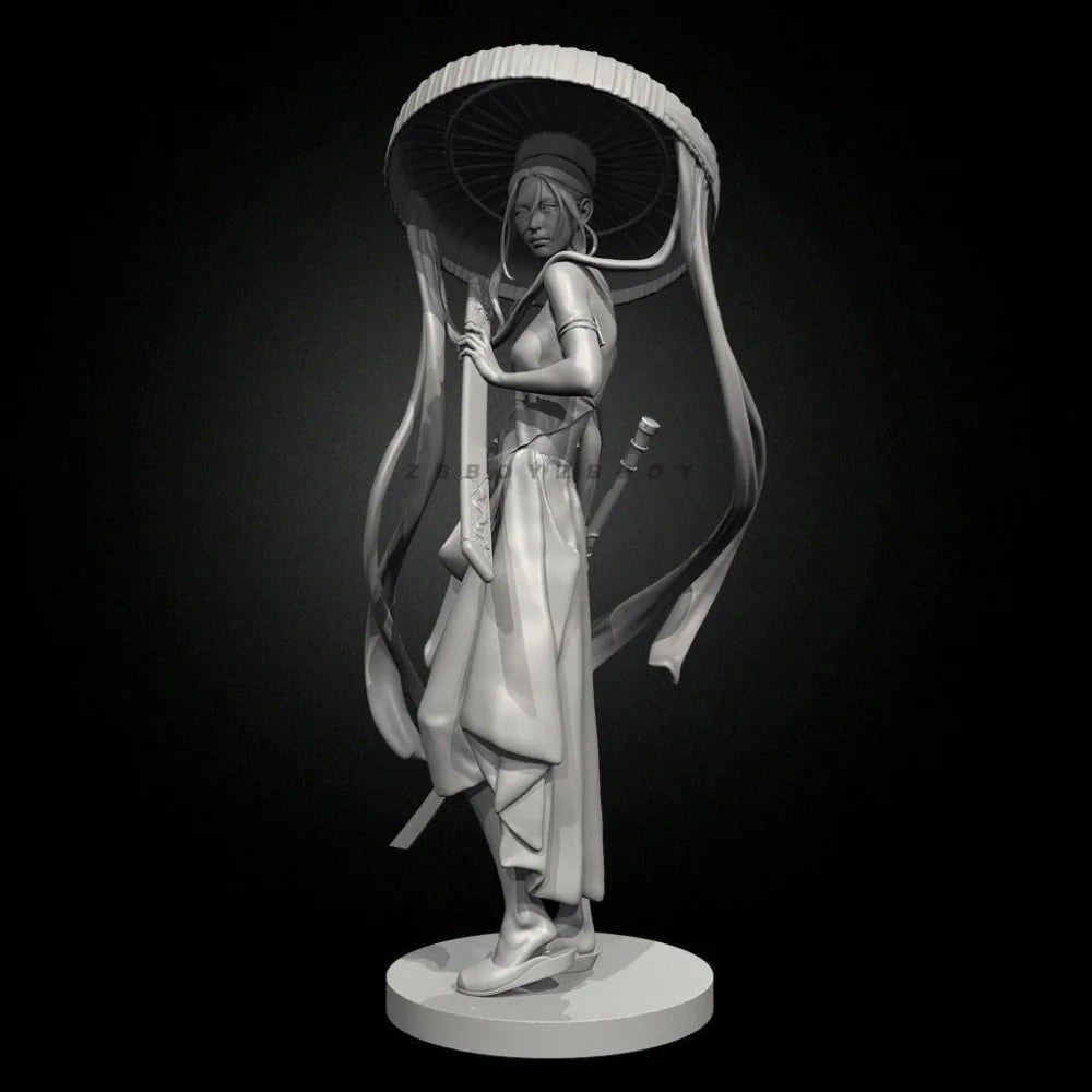 50mm Vietnamese-Inspired Swordmaster, Resin Model Figure Kit, Fantasy Theme, Unassembled and Unpainted