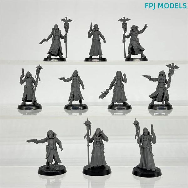 Dark Fantasy Cultists & Sorcerers, 10 Figures, Resin Model Figure Kit, Fantasy Theme, Unassembled and Unpainted