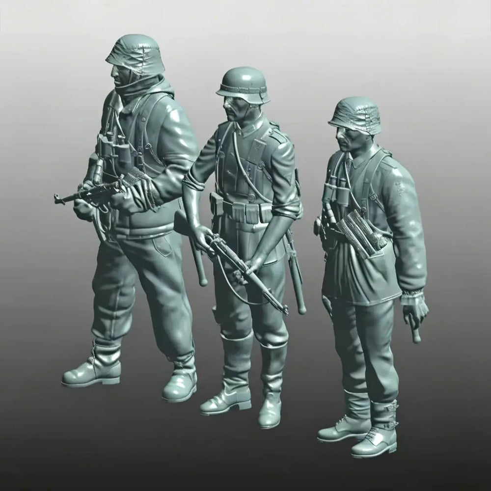 1/35 WWII German Army, 3 Figures, Resin Model Figure Kit, Unassembled and Unpainted