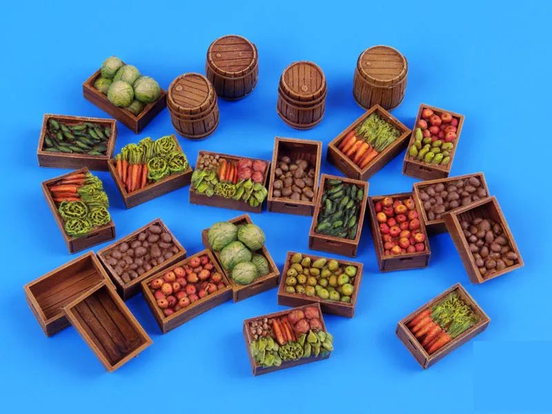 1/35 Modern Market Stall with Produce, Resin Model Figure Kit, Unassembled and Unpainted