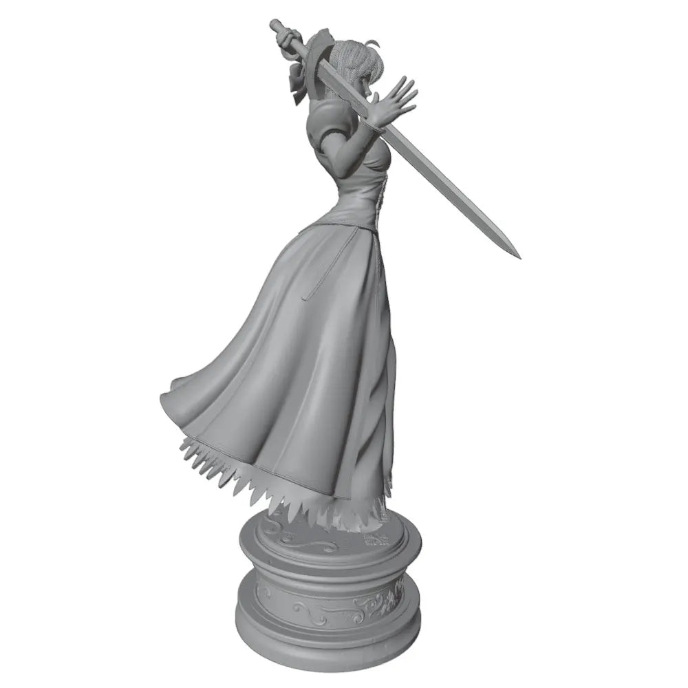 1/24 Blonde Elf in Formal Gown with Sword, Resin Model Figure Kit, Anime Theme, Unassembled and Unpainted