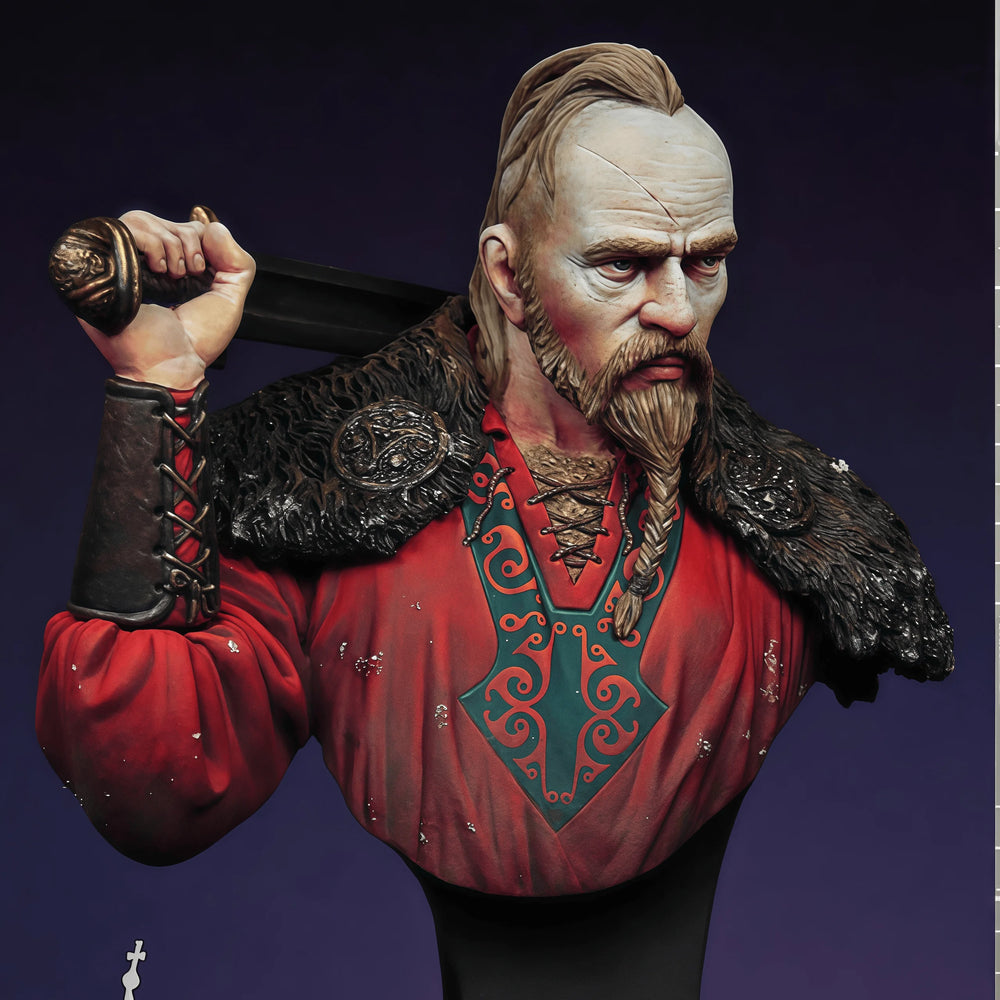 1/12 Medieval Slavic Prince in Ornate Red Tunic, Resin Model Bust Kit, Unassembled and Unpainted