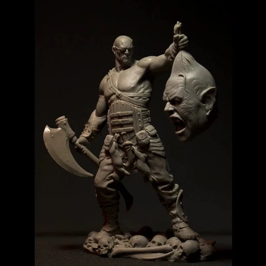 1/24 Horned Demon Barbarian with Battle Axe, Resin Model Figure Kit, Fantasy Theme, Unassembled and Unpainted