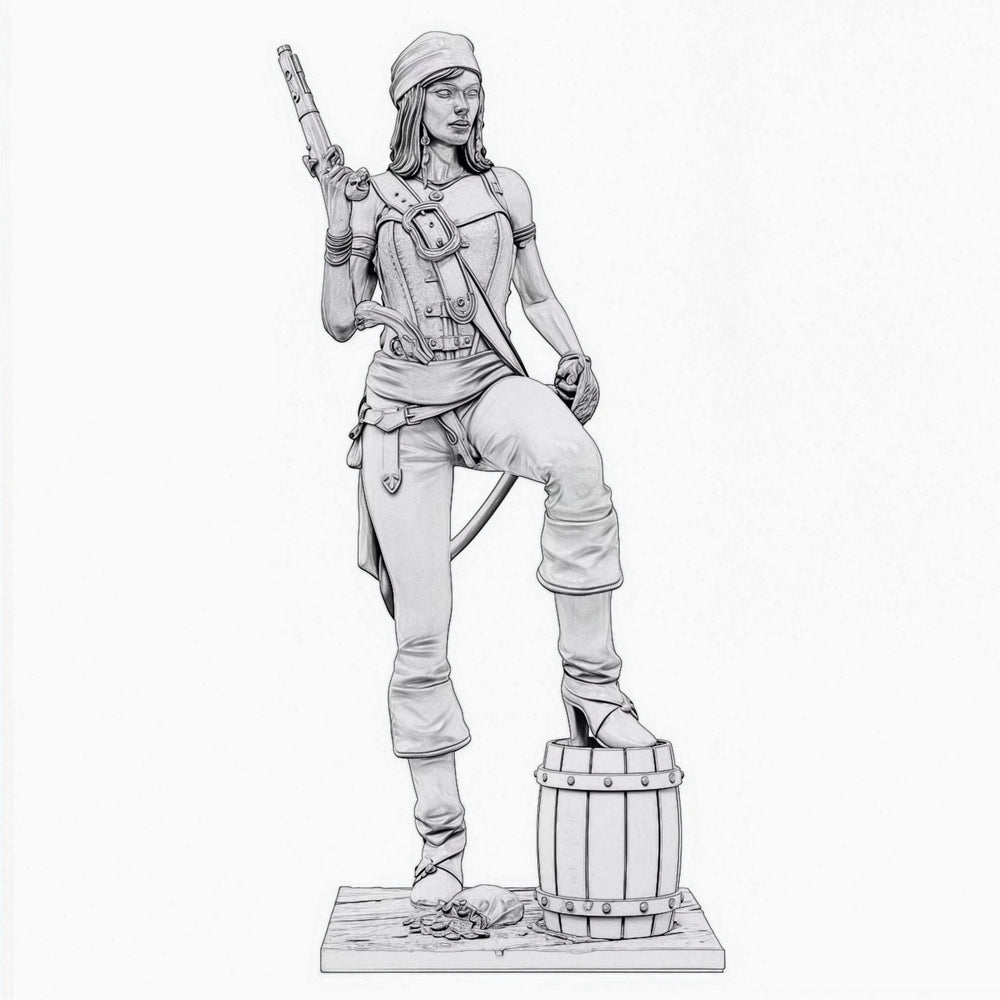 1/24 Female Gunner Warrior, Resin Model Figure Kit, Fantasy Theme, Unassembled and Unpainted