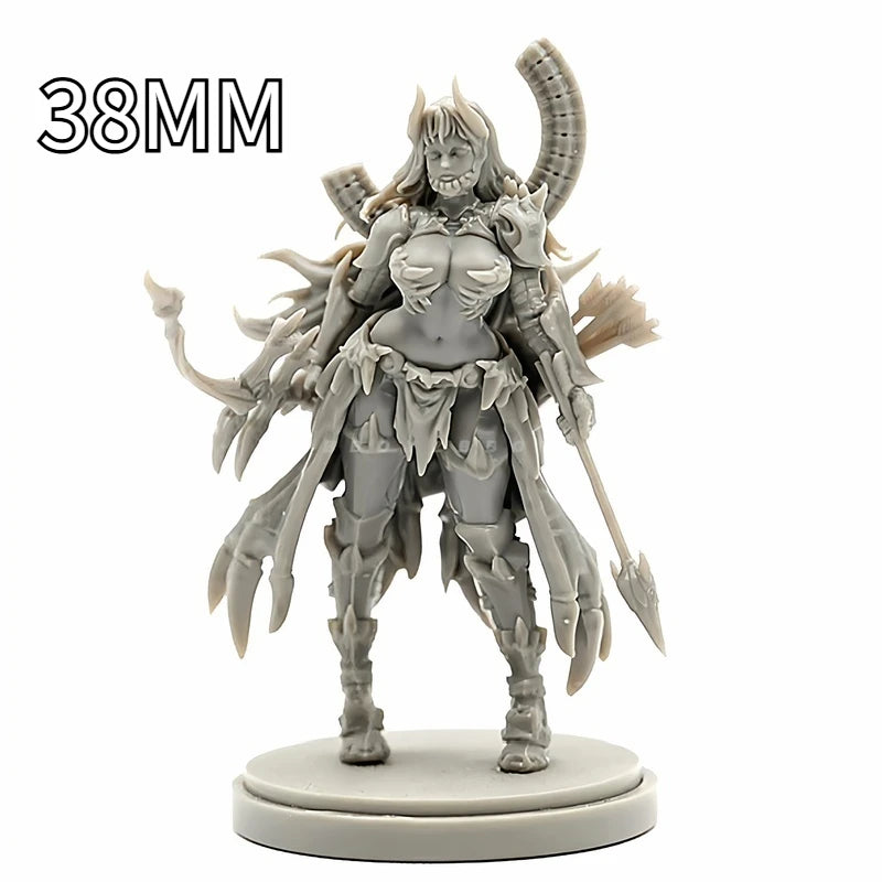 38mm Demon Goddess Warrior, Resin Model Figure Kit, Fantasy Theme, Unassembled and Unpainted