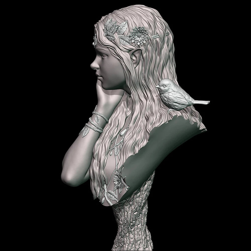 1/10 Avalynne Forest Healer, Resin Model Bust Kit, Fantasy Theme, Unassembled and Unpainted