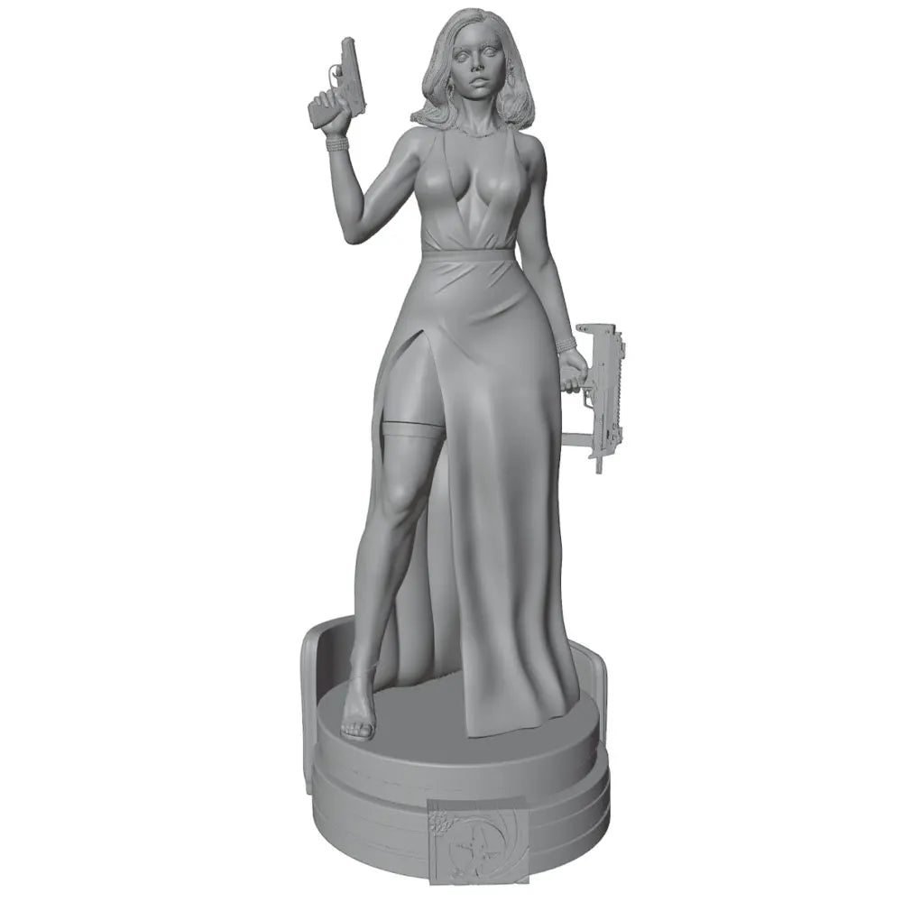 75mm Female with Firearm, Resin Model Figure Kit, Fantasy Theme, Unassembled and Unpainted
