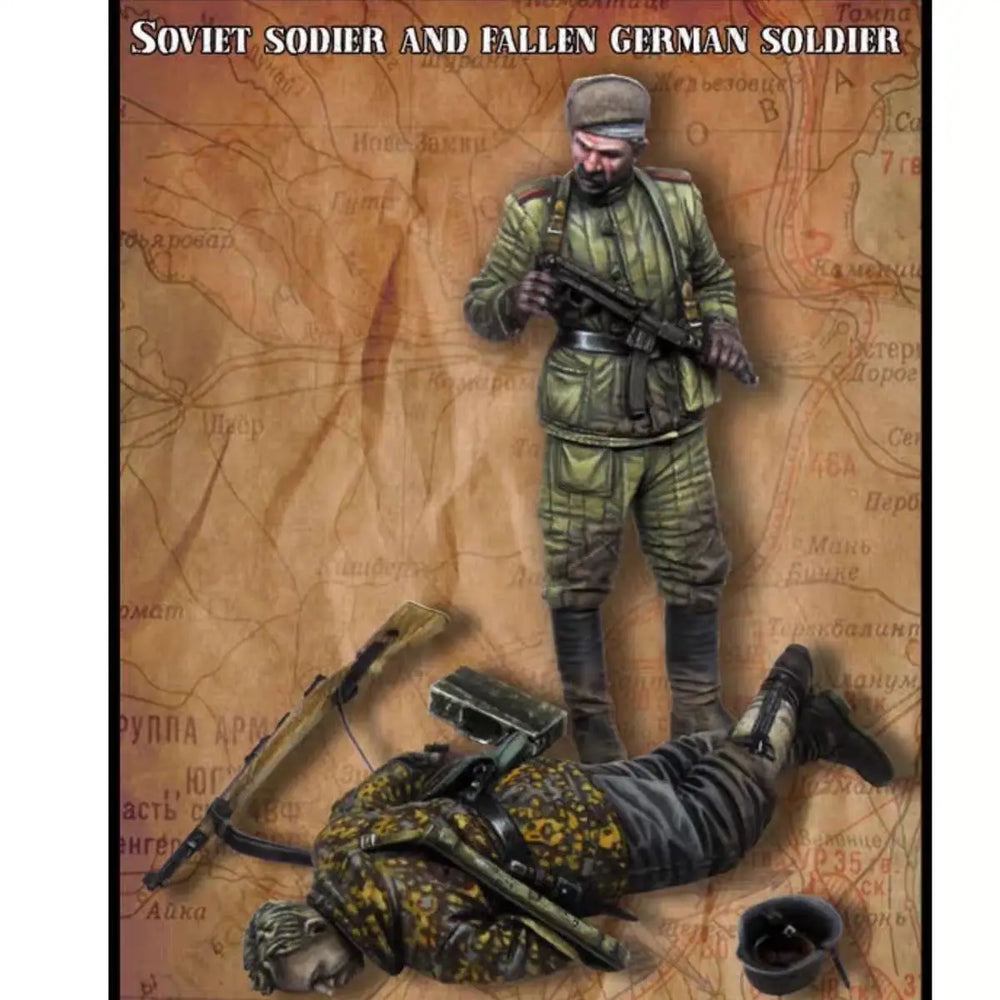 1/35 WWII Soviet Vs German Soldiers, 2 Figures, Resin Model Diorama Kit, Unassembled and Unpainted