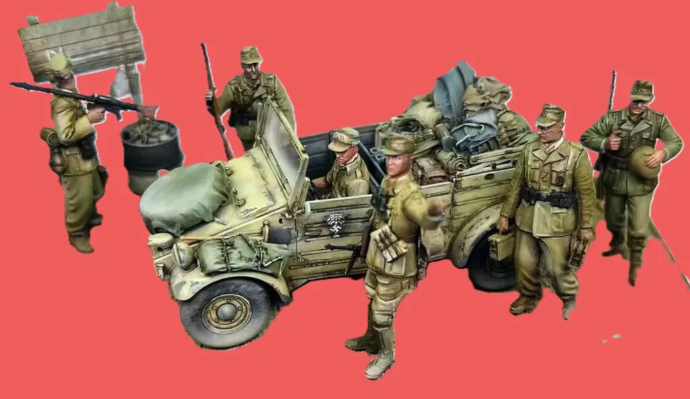 1/35 Modern Military Infantry Soldiers with Utility Vehicle, 6 Figures, Resin Model Figure Kit, Unassembled and Unpainted